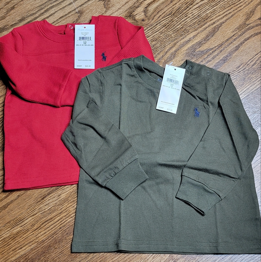 Polo by Ralph Lauren Boys Olive and Red Shirts